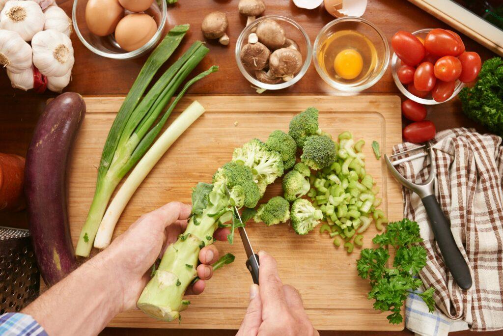 Preparing green vegetables