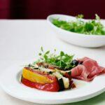 Plate of terrine and vegetables