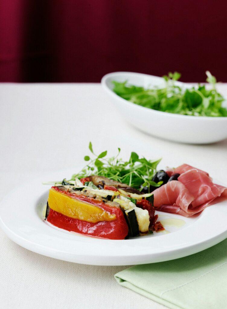 Plate of terrine and vegetables